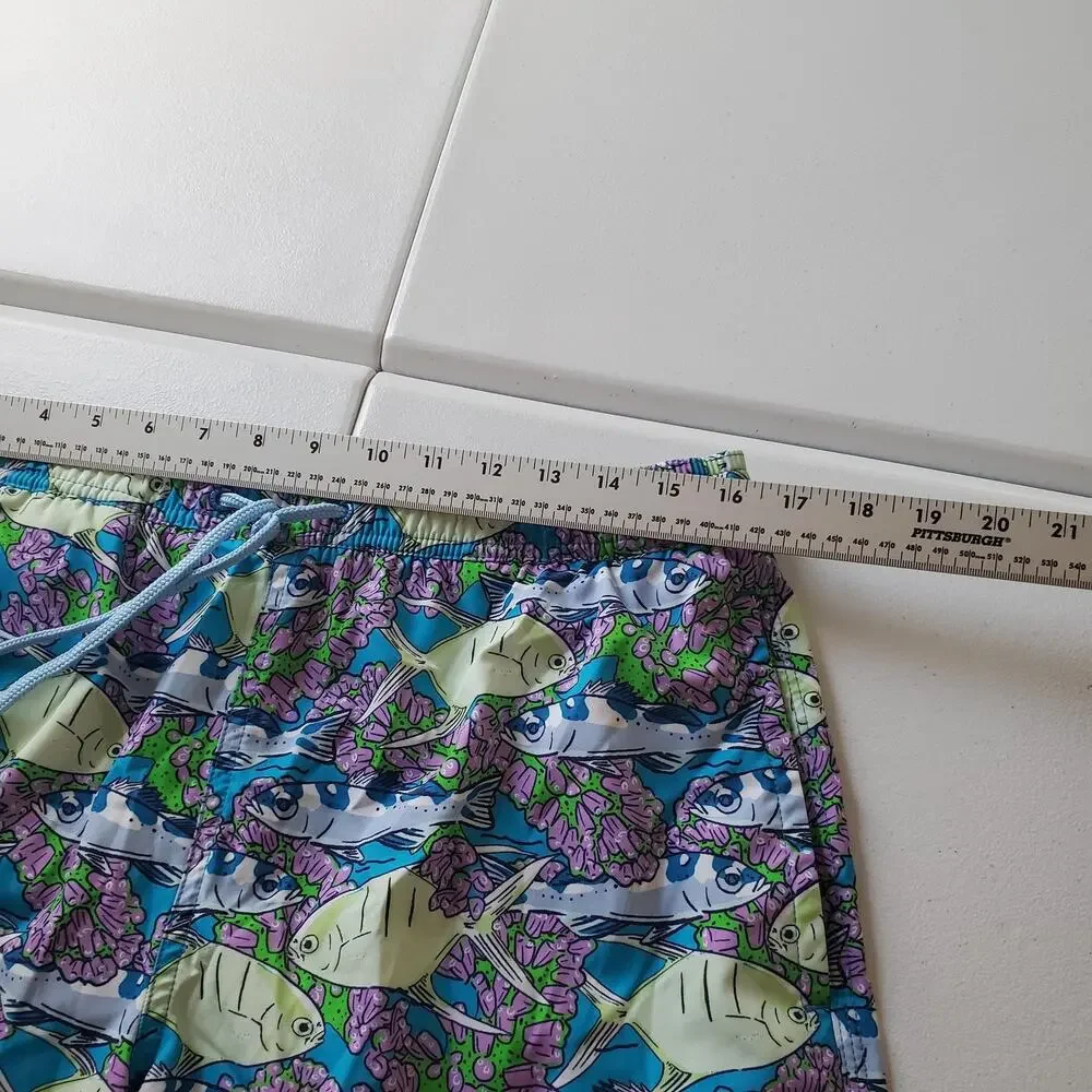 Vineyard Vines Shorts Mens Medium Blue Fish Swim Trunks Board Shorts